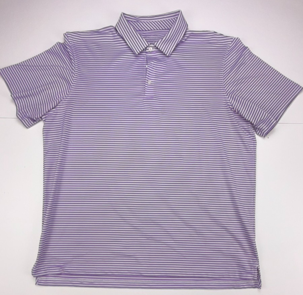 Vineyard Vines Edgartown Performance Polo Shirt Mens XL Purple White Striped Gol